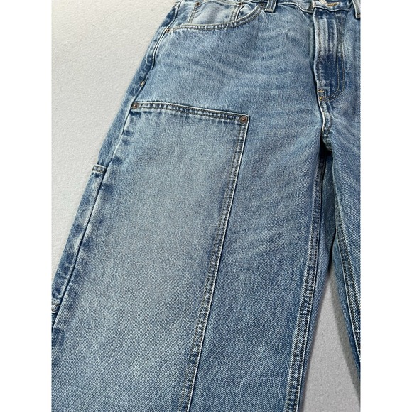 Re/Done Size 26 (32x26) The Shortie Jean Ankle Length Cargo Pocket Hacienda Blue - Picture 11 of 16